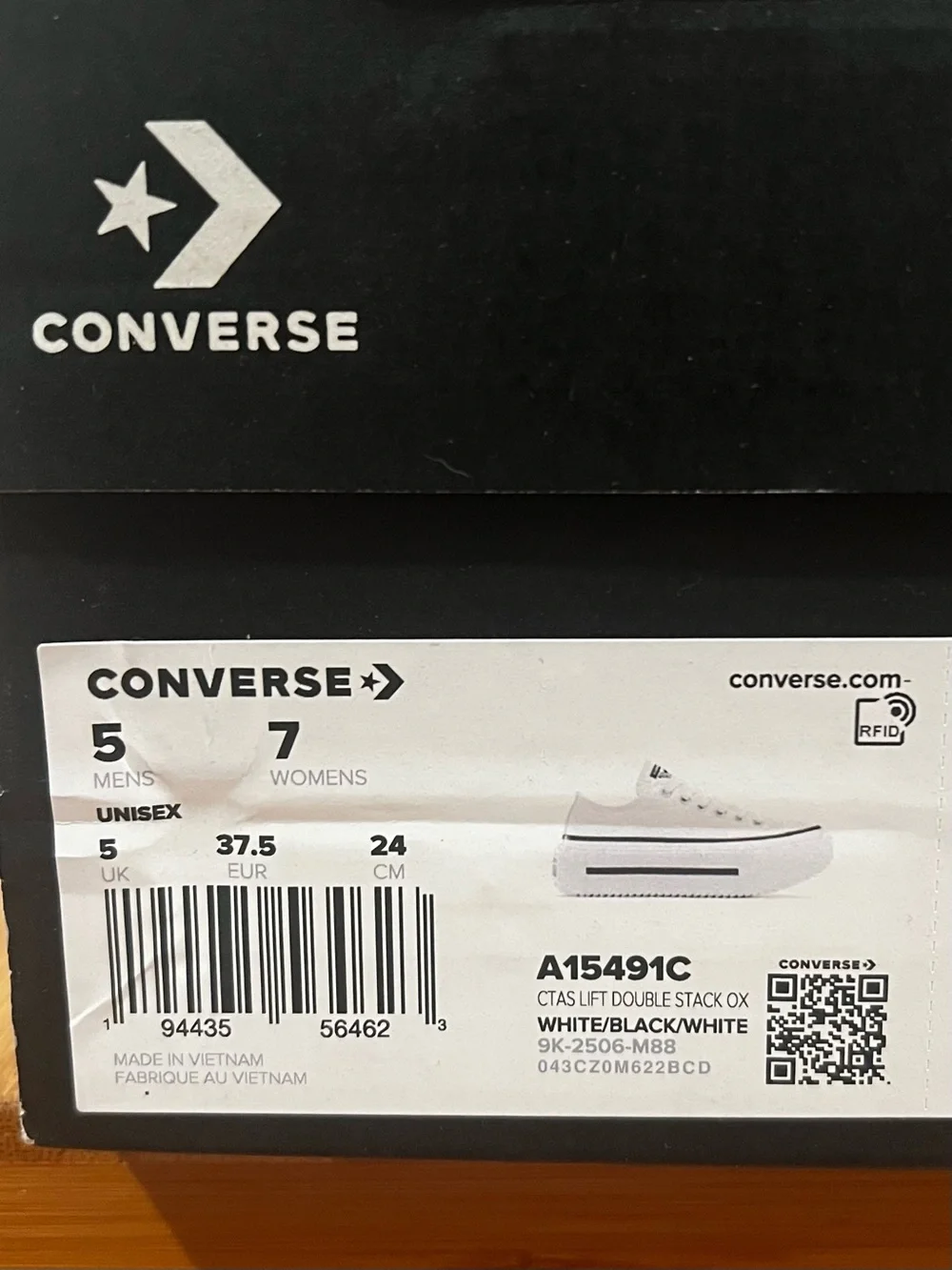 Converse Chuck Taylor All Star Double Stack Platform Sneakers Women’s 7 White
